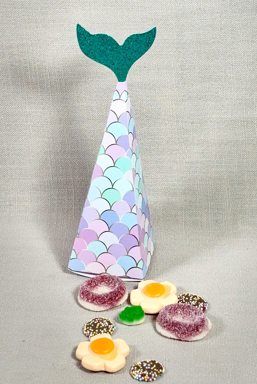 Mermaid treat box tail filled with mixed sweets