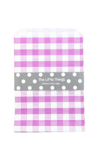 Purple Gingham Treat Party Bags (Quantity 12) - The Little Things