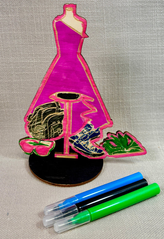 Wooden Dress Up Colouring Kit