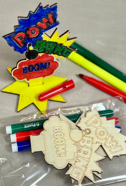 Wooden Superhero Colouring kit