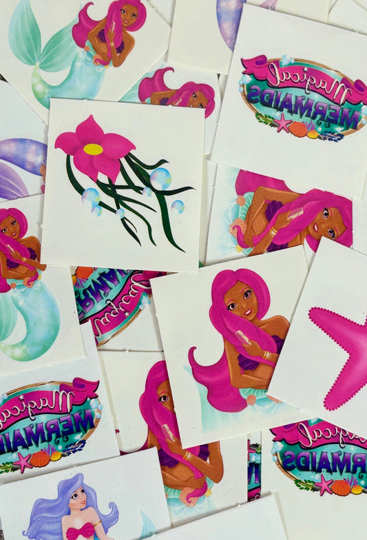 Collection of mermaid-themed temporary tattoos 