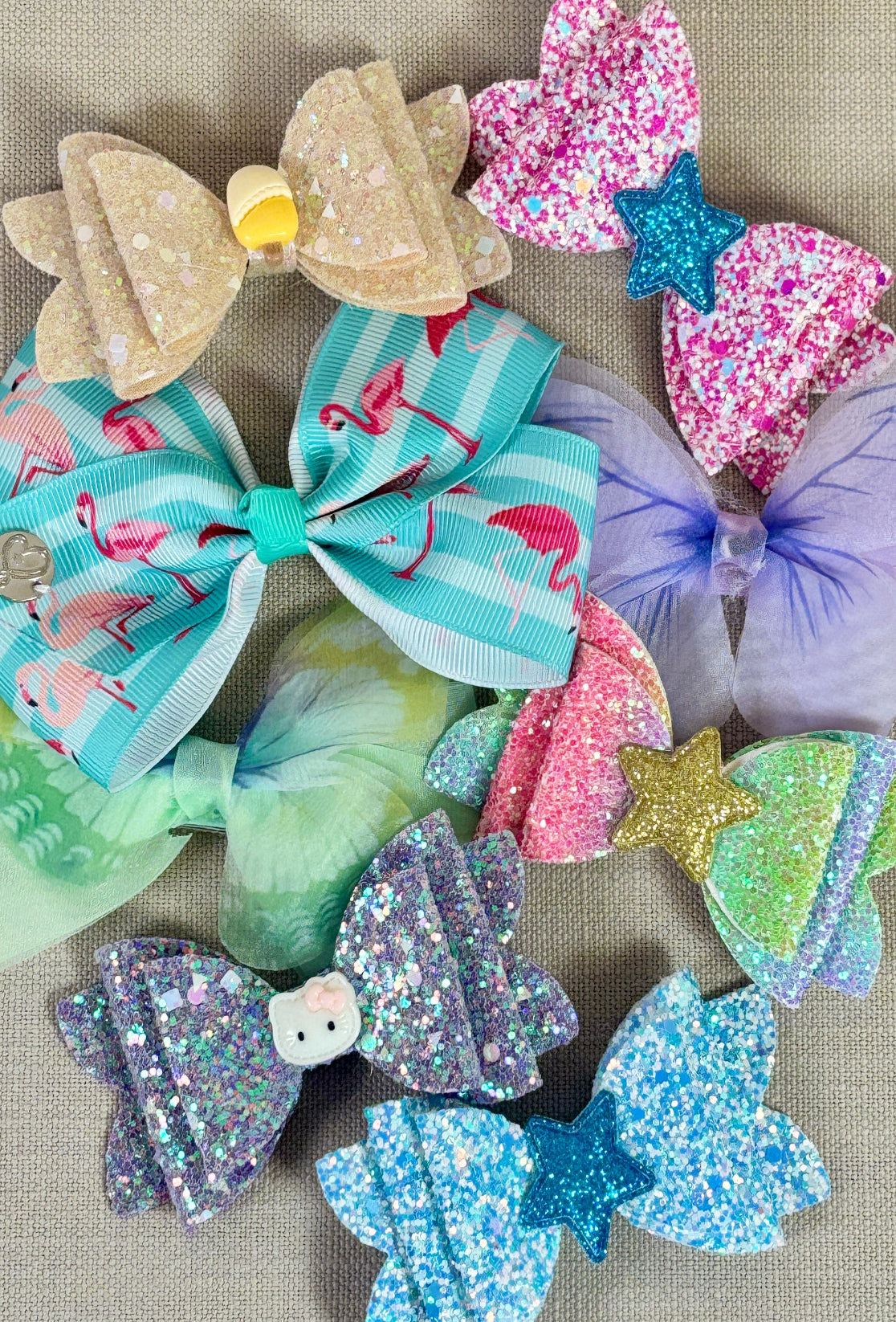 Collection of colorful hair bows 
