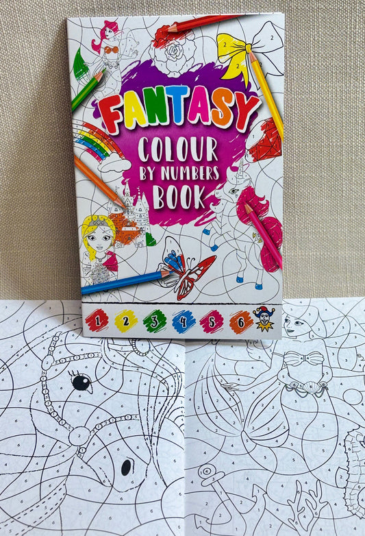 Color by numbers book with fantasy theme.