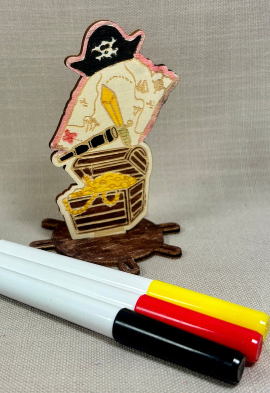 Wooden Pirate Colouring Kit