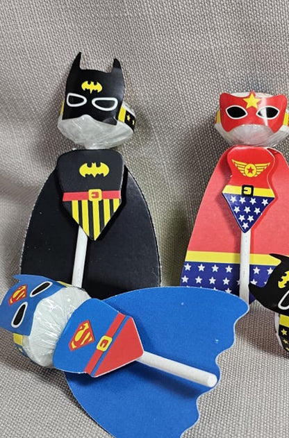 Swizzles lollipops - superhero themed party