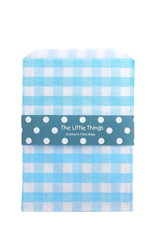 Blue Gingham Treat Party Bags (Quantity 12) - The Little Things