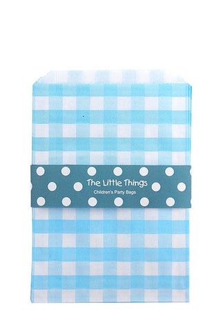 Blue Gingham Treat Party Bags (Quantity 12) - The Little Things
