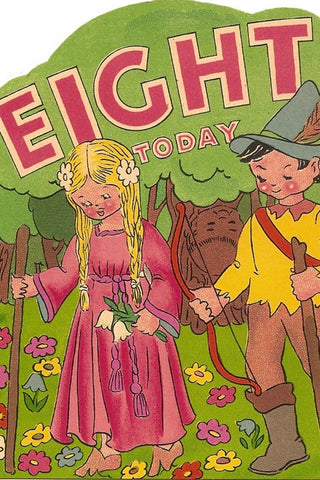 Vintage Birthday Card - Eight Today - The Little Things