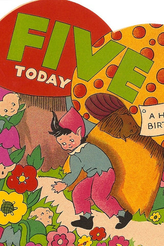 Vintage Birthday Card - Five Today - The Little Things