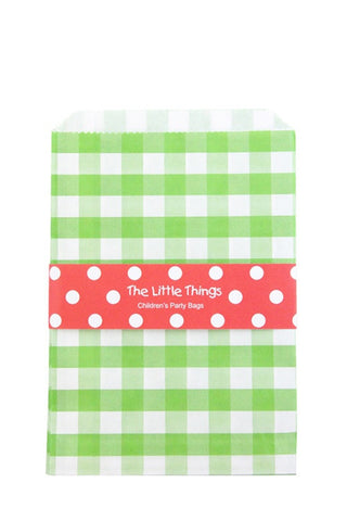 Green Gingham Treat Party Bags (Quantity 12) - The Little Things