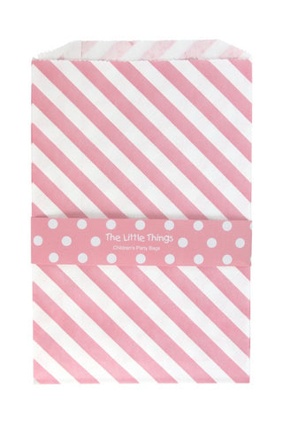 Pink Stripe Treat Party Bags (Quantity 12 ) - The Little Things