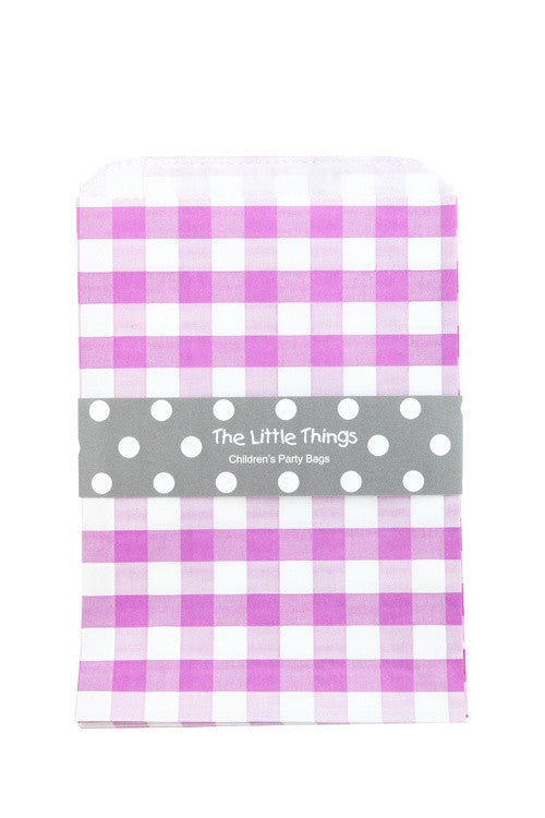 Purple Gingham Treat Party Bags (Quantity 12) - The Little Things