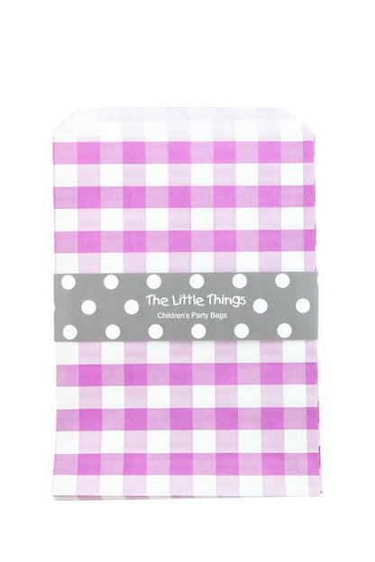 Purple Gingham Treat Party Bags (Quantity 12) - The Little Things