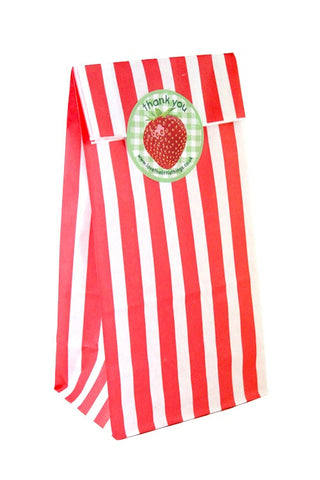 Red and white discount striped goodie bags