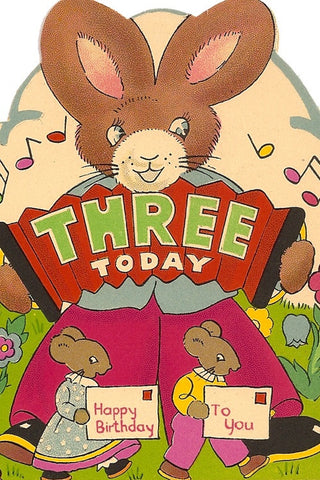 Vintage Birthday Card - Three Today - The Little Things