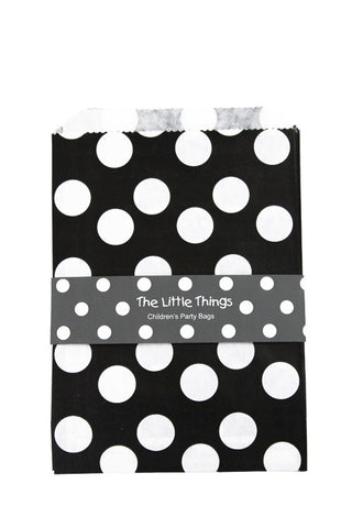 White Spots On Black Treat Party Bags (Quantity 12) - The Little Things