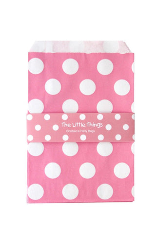 White Spots On Pink Treat Party Bags (Quantity 12) - The Little Things