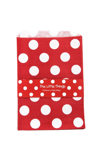 White Spots On Red Treat Party Bags (Quantity 12) - The Little Things