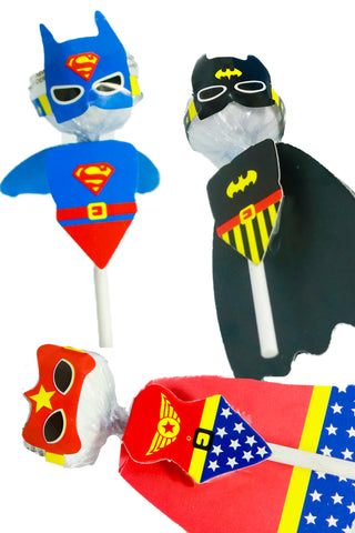 Swizzles lollipops - superhero themed party